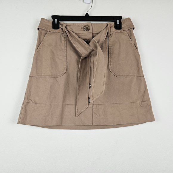 White House Black Market Tan Khaki Women's Skirt with Tie Detail Size 8 - Picture 1 of 6